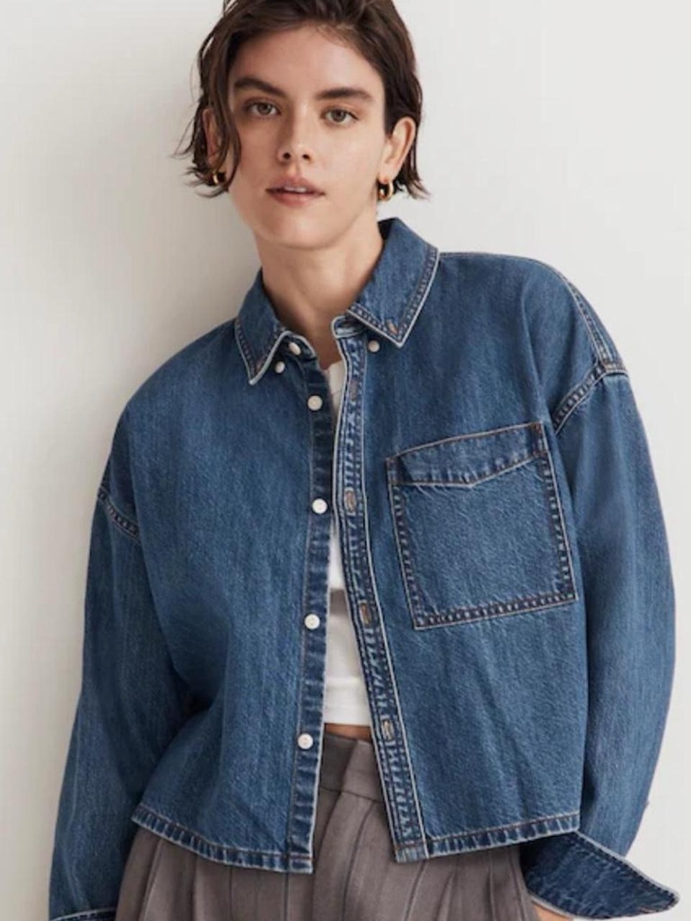 Madewell Denim Oversized Button-Down Shirt in Sander Wash